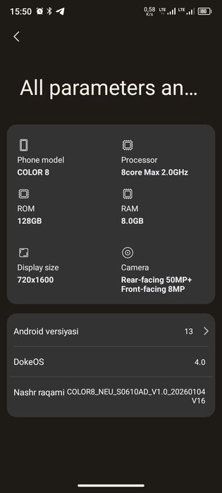 Color 8 yangi 8+3/128 batareykasi 6000