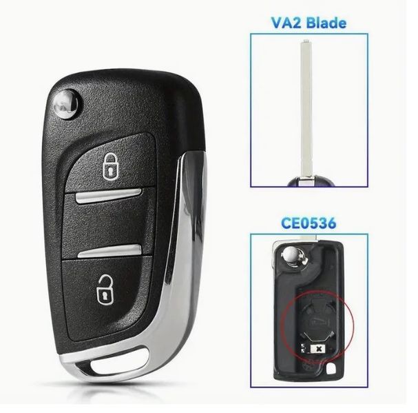 Кутийка за ключ с 2 бутона CITROEN PEUGEOT