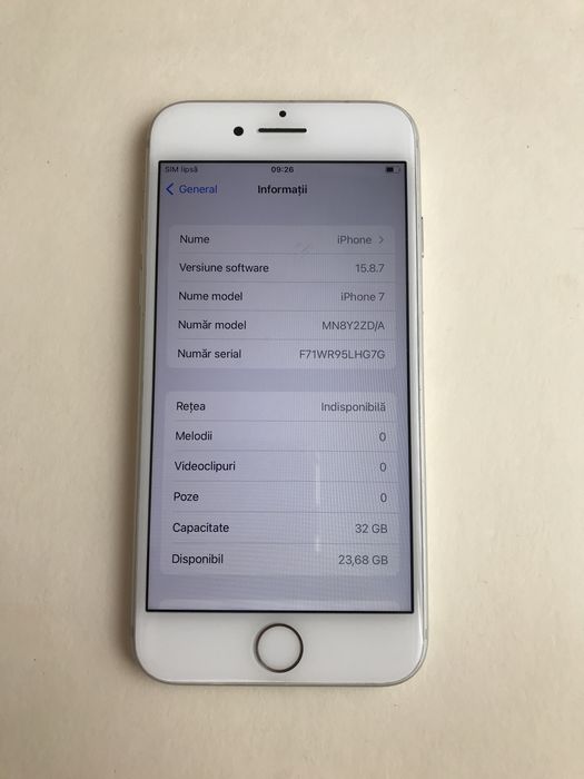 Telefon iphone 7 sulver 250lei IMPECABIL