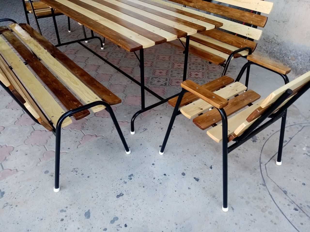 Set: table + 2 benches or (+ bench + 3 chairs)