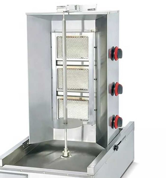 Aparat shaorma gaz GPL, INOX, rotisor kebab gaz 3-4-5 arzatoare