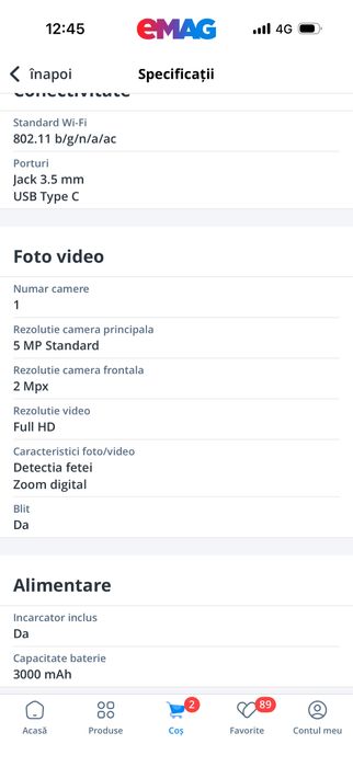 Telefon mobil TCL 501, 2GB RAM, 32GB, 4G, Prime Black