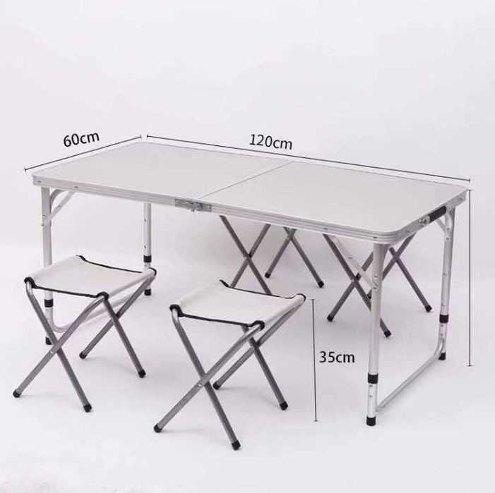 Стол-60х120 см,  4-стульями для пикника-26х35 см Доставка бесплатно