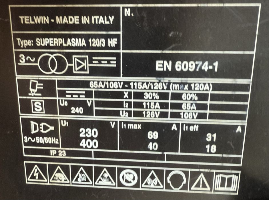 Plasma de debitat metale Telwin Superplasma 120/3HF  / 120 amperi