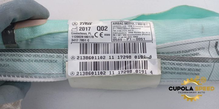 Airbag cortina stanga 2138601102 Mercedes-Benz E-Class W213 [2016 - 2
