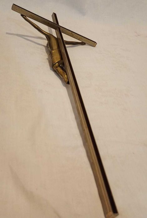 Cruce / crucifix vechi, de dimensiuni mari, din alama/bronz, de colectie