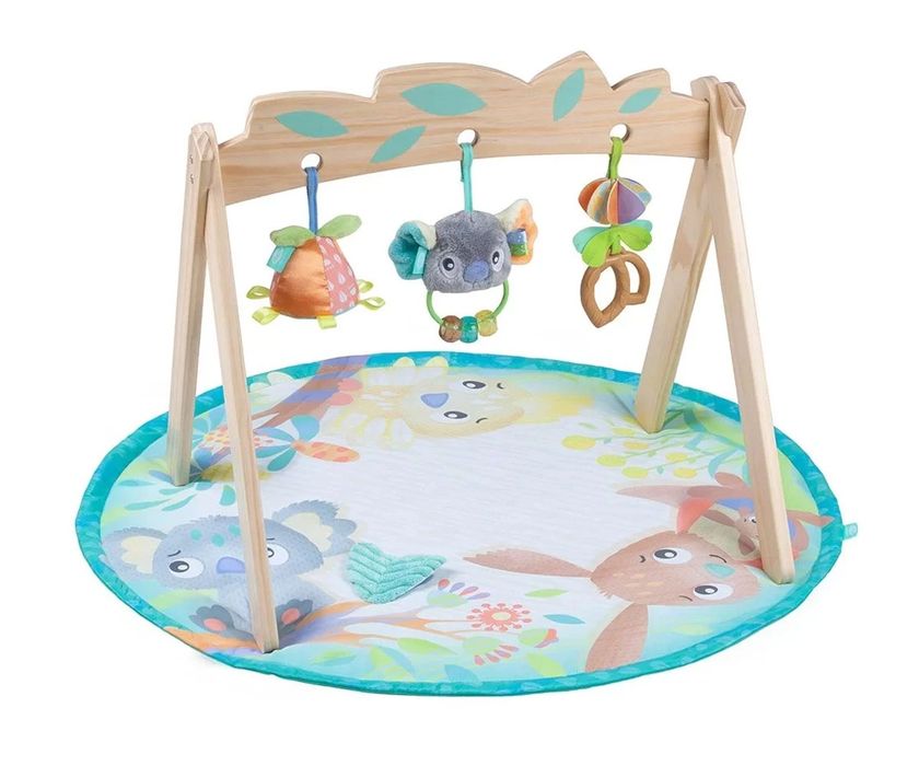 Активна гимнастика с дървена арка Playgro Fauna Friends, 0м+