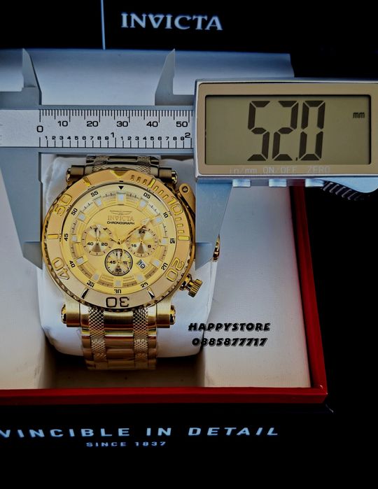 INVICTA Chrono Full metal Gold 52 mm, Инвикта нов ръчен часовник