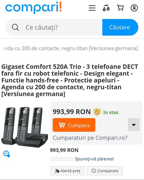 Gigaset Comfort 520A Trio - 3 telefoane DECT fara fir cu robot telefon