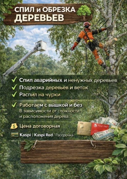 Спил деревьев, есть рассрочка!!!