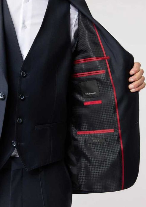 Sacou blazer slim 54 XXL premium Roy Robson lana super 110's albastru