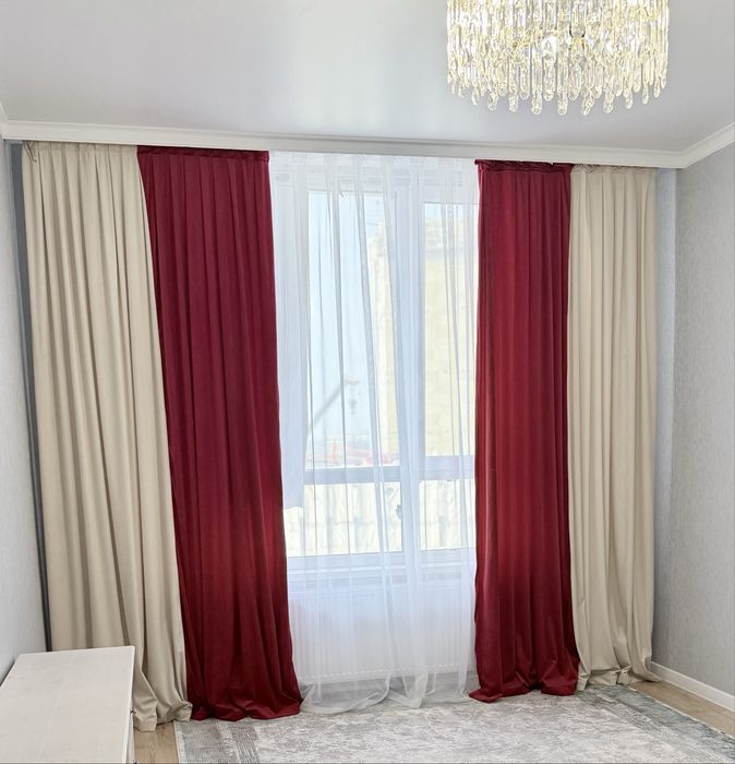 Продам красно-бежевые шторы