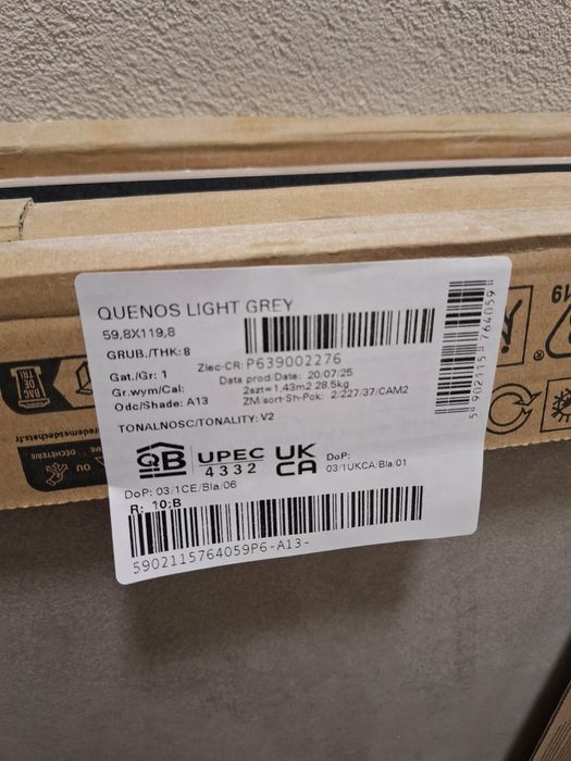 QUENOS Гранитогрес LIGHT GREY 59.8*119.8 см. Цена за 4 плочки