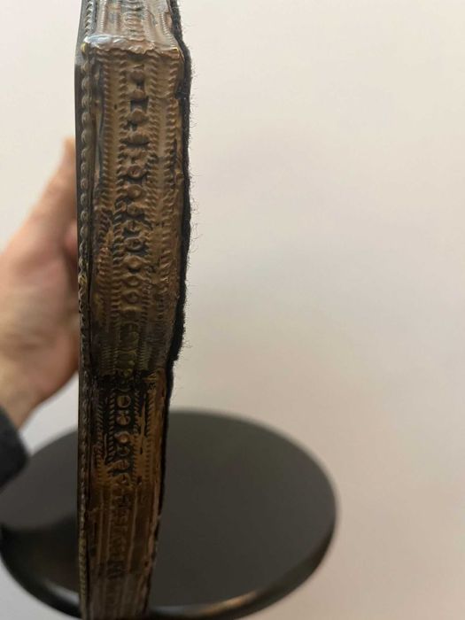 Oglinda cu rama din sidef montat pe cupru bibelou bibelouri veche