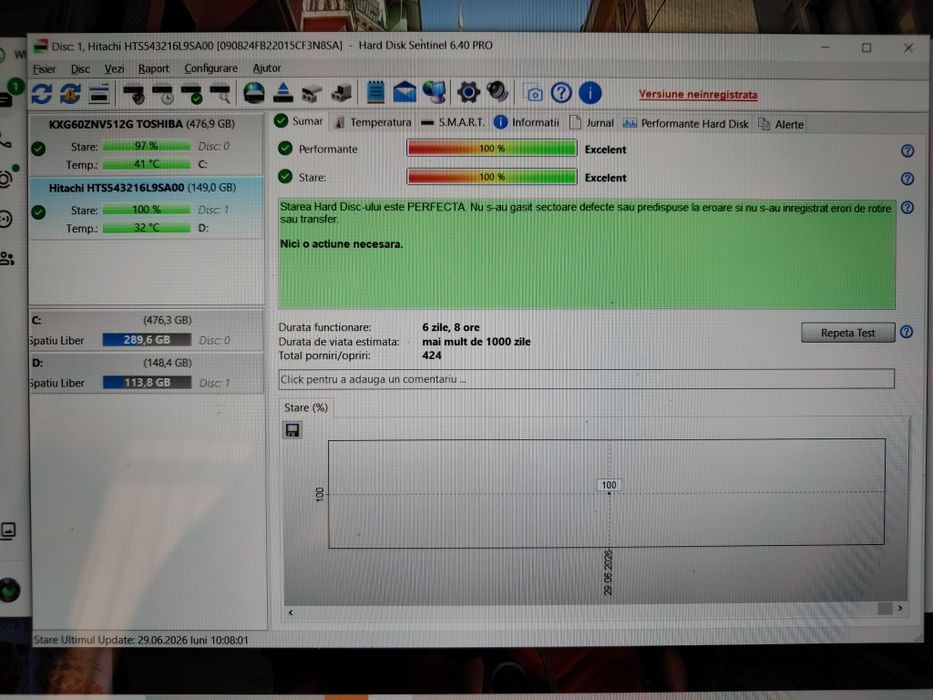 Hdd Hitachi 160 GB, health 100% și un Toshiba de 250 gb