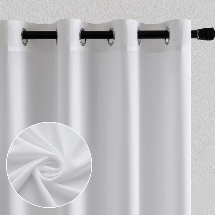 Perdele Voal Albe Semi-Transparente Set 2 Buc