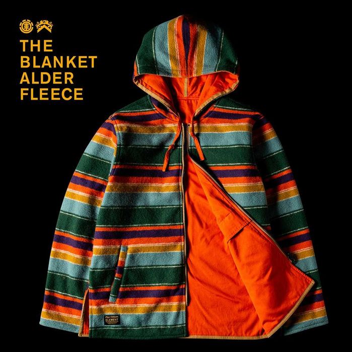 Element x Nigel Cabourn Alder Reversible Blanket Fleece Jacket - M