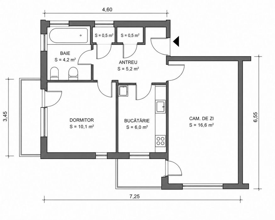 Pb cu 2 camere - Etajul 4 - Zona strazii Sovata - Decebal - IMOBIHOR