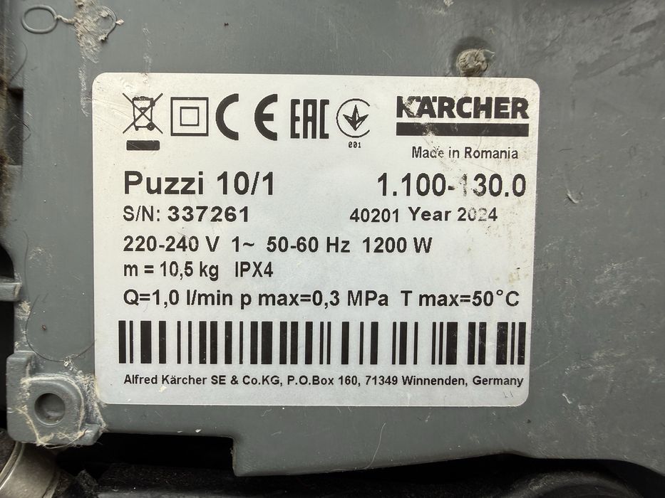 * Karcher Puzzi 10/1 пылесос для химчистки почти новый 2024 года!