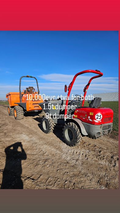 Inchiriez miniexcavator bobcat e19 , skid steer loader for rent incartcator senile bobcat t650, dumper 1.5t,