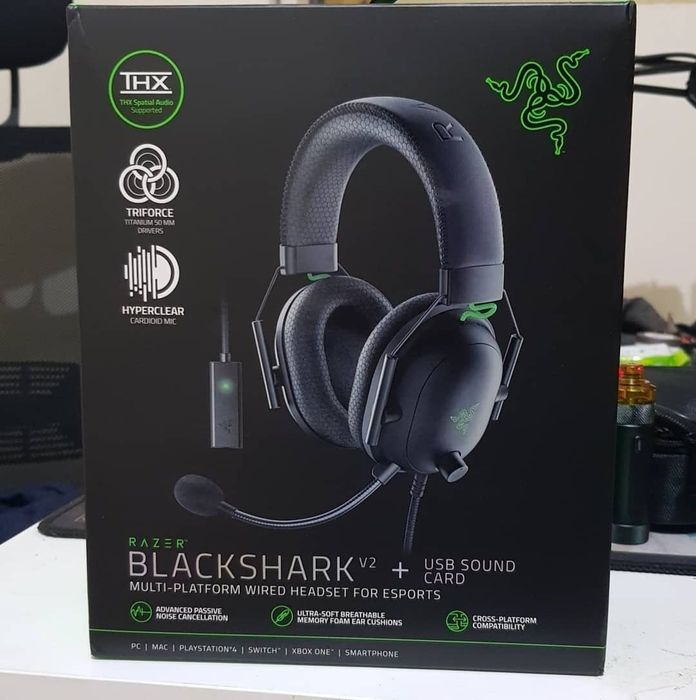 (2в1) Razer Blackshark V2 THX+Sound Card  Проводные Наушники/Гарнитура