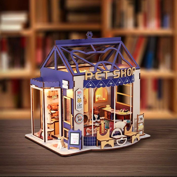 AONGAN Комплект за изработка на миниатюрна къща за кукли, сглобяване