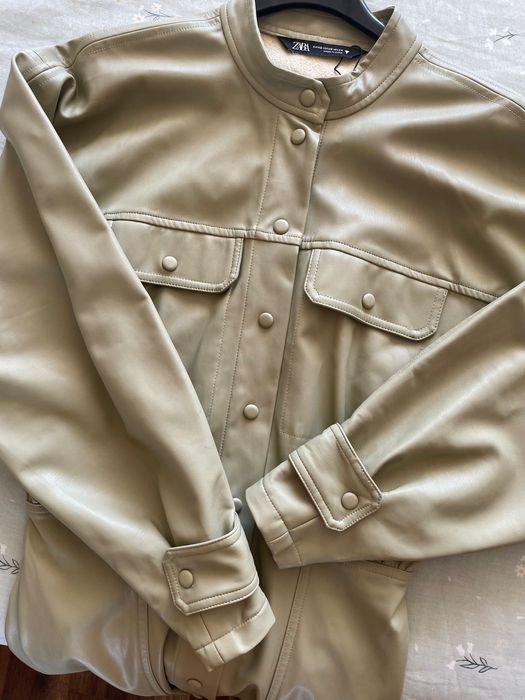 Зелена кожена рокля ZARA