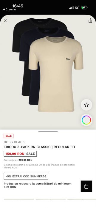 Tricouri Boss 3 Pack S