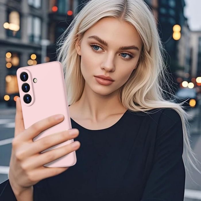 Матов силиконов кейс за samsung galaxy s26 - розов - със защита на кам