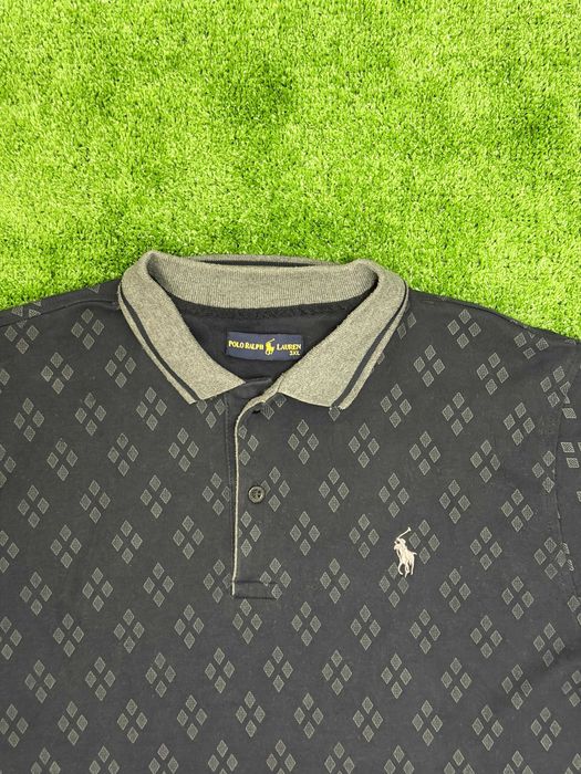 Ralph Lauren | Casual Luxury | Мъжка тениска с яка | Размер: 3XL | Черно и сиво | Като нова