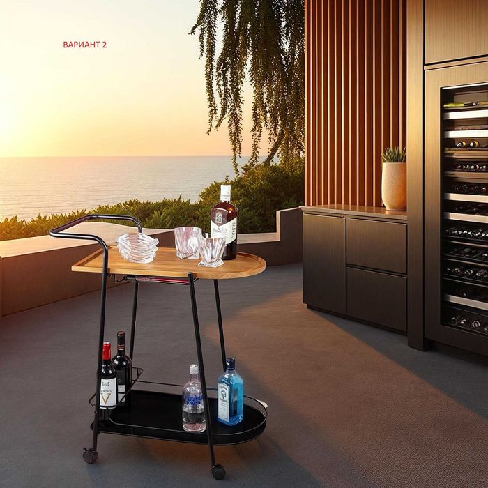 Нова Количка за Сервиране  - Бар Маса  за Бутилки и Чаши - 2 Модела