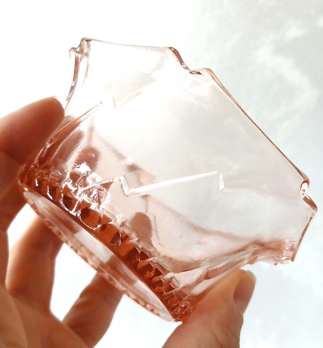 Trei castronele dulceata sosuri Fabrica de Sticla anii 90 roz pal design unicat