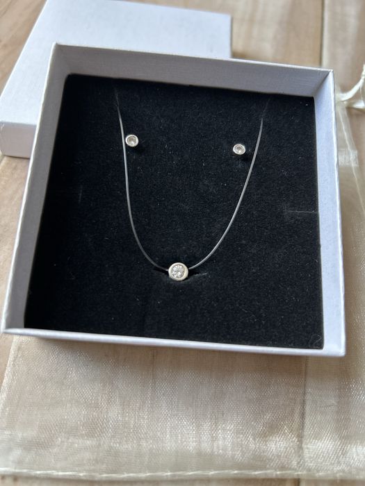 Нежно сребърно бижу с корда и обици