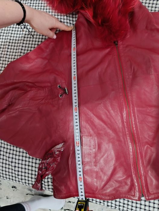 Geacă din piele naturală burgund, cu blană – All Star Leather (M)