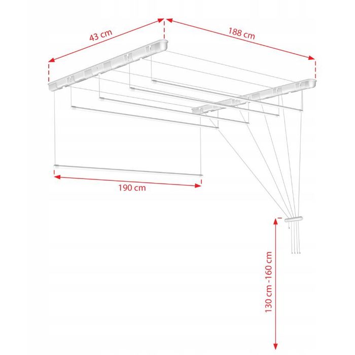 Uscator rufe de tavan 5x190 cm Sepio