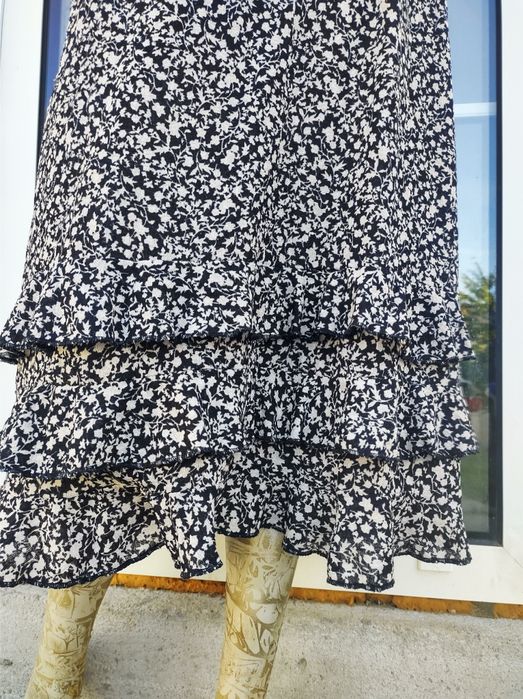 Rochie lunga volane si flori jersey Reserved L