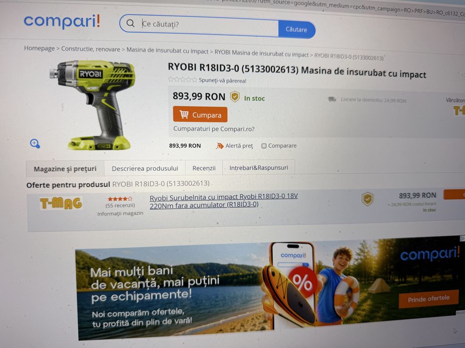 ryobi Mașină de înșurubat cu impact 18V
