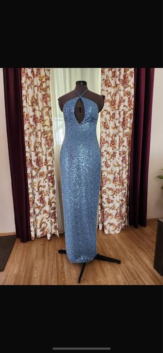 Rochie lunga din material cu perlute si paiete Marime S-M