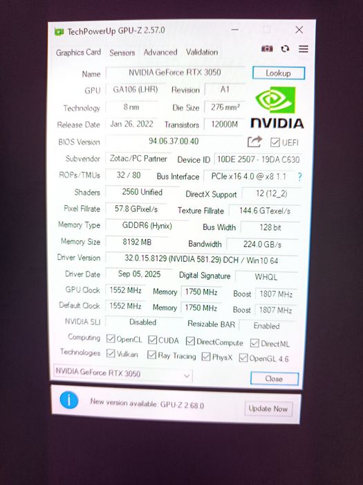 Продам RTX 3050 8gb