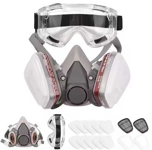 Строителна респираторна противопрахова маска с очила и филтри