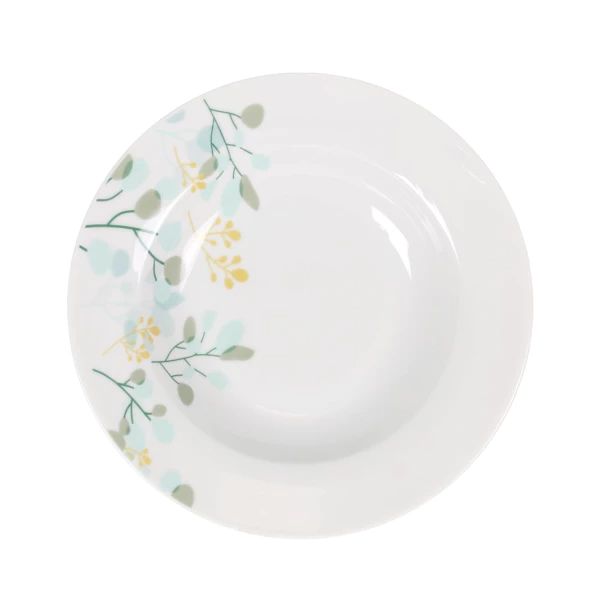 Set vesela 18 piese, rotund, portelan  stil mediteranean, Culoare Alb