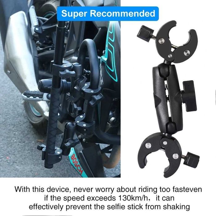 Kit prindere motocicleta selfie stick 2x clema dubla Insta360 X3 X4 X5