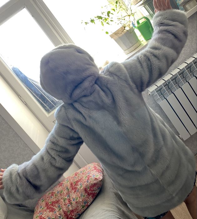 Шуба норковая голубая