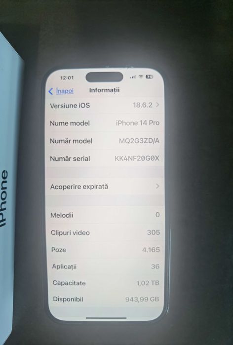 iPhone 14 pro negru spatial 1 TB memorie