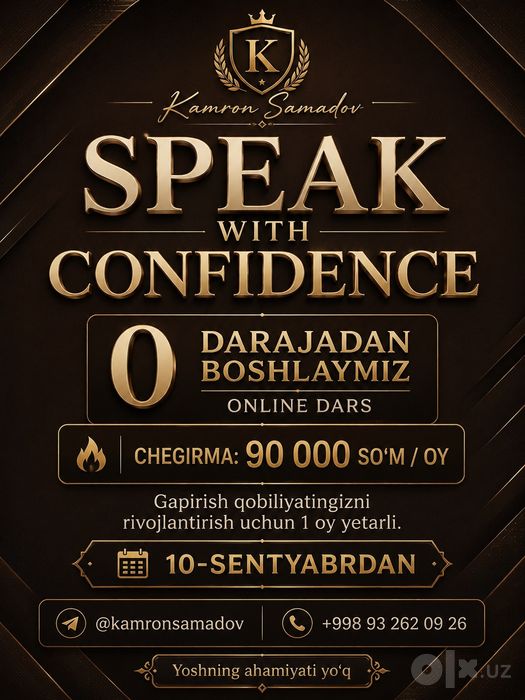 English speaking kurs, 1 oyda natija qiling. Shoshiling