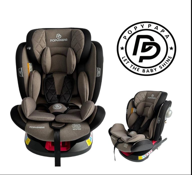 Автокресло Popypapa Isofix от 0 до 12 лет 4х позиции и 360 градус пово