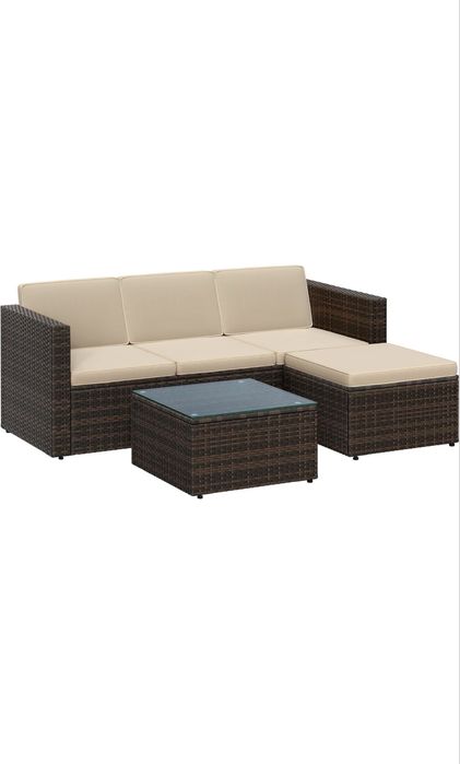 Set de mobilier de grădină SONGMICS, canapea de colț din rattan, noua