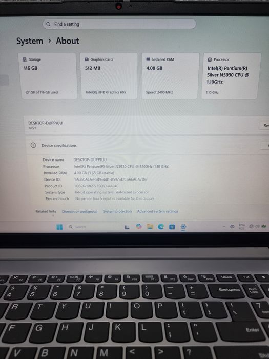 Noble Amanet - Lenovo Intel Pentium silver N5030, 128gb, 4gb
