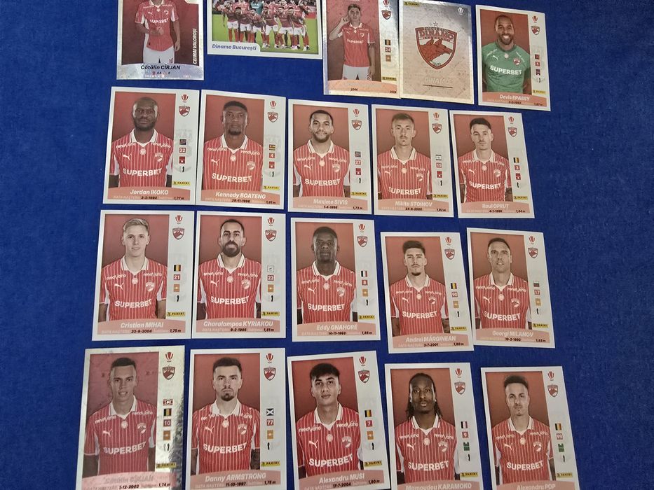Set complet cu 20 de stickere, Fc Dinamo București, Panini  Superliga României, 40 lei