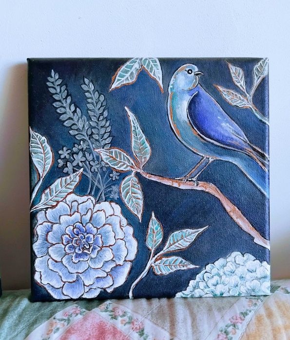 Мои картини-триптих-цветя-акрил.